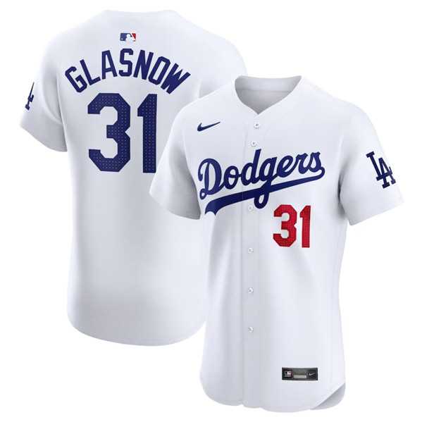 Mens Los Angeles Dodgers #31 Tyler Glasnow White Home Elite Stitched Jersey Dzhi